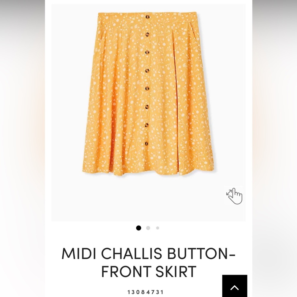 Torrid Yellow & White Challis Midi Skirt Size 4/26